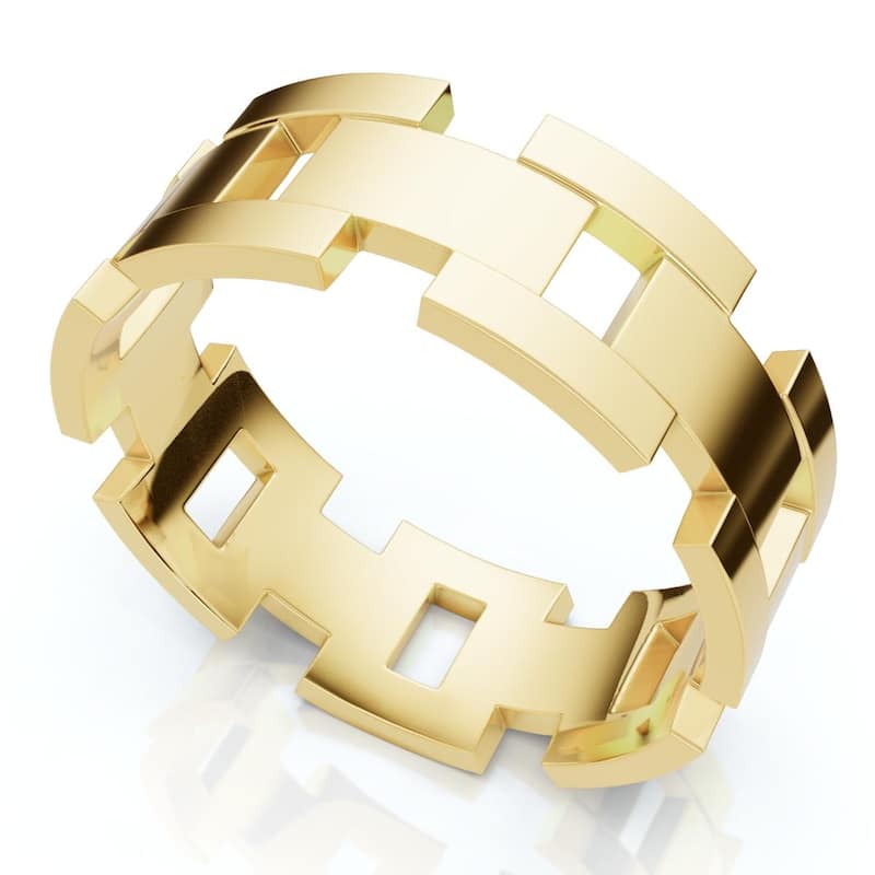 Bliss Diamond Men's Calvin 8mm Interlocked Wedding Band Gold Band - 6 - Yellow