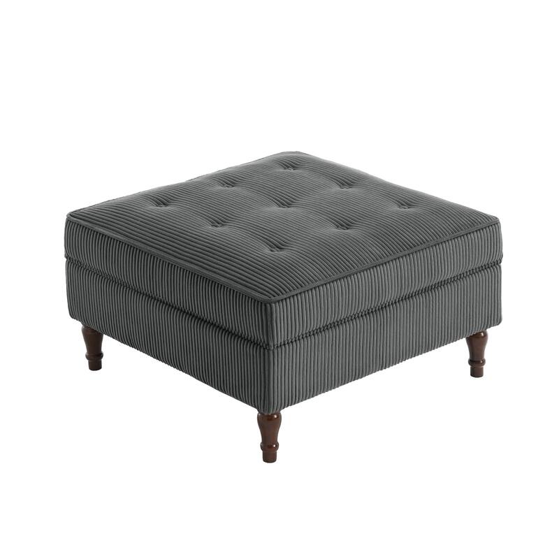 Corduroy Flip Top Dual-Use Storage Ottoman Coffee Table