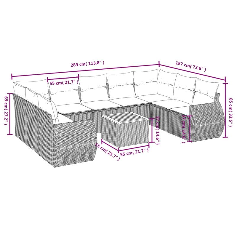 vidaXL Garden Sofa Set Black