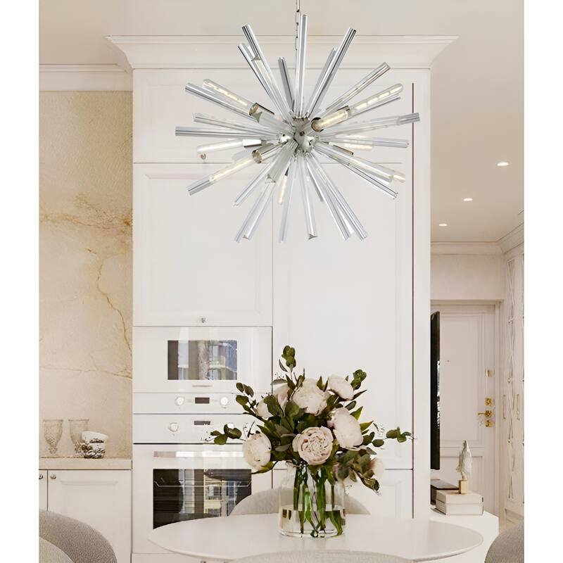 9 - Light Sputnik Crystal Chandelier Space Inspired Lighting - Silver