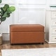 preview thumbnail 5 of 49, Adeco Faux Leather Storage Ottoman for Living Room Light brown