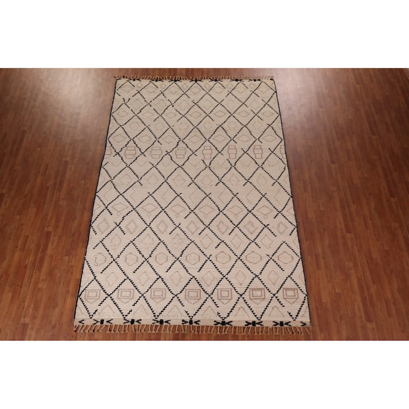 All-Over Trellis Moroccan Oriental Area Rug Handmade Wool Carpet - 8'1"x 11'10"