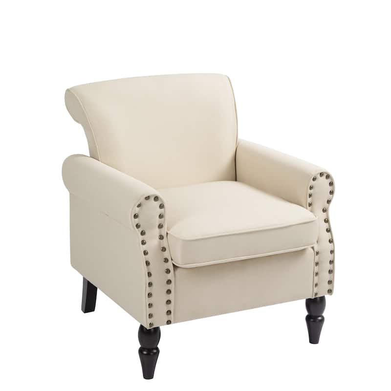 Mid-Century Modern Accent Chairs with Nailhead Trim