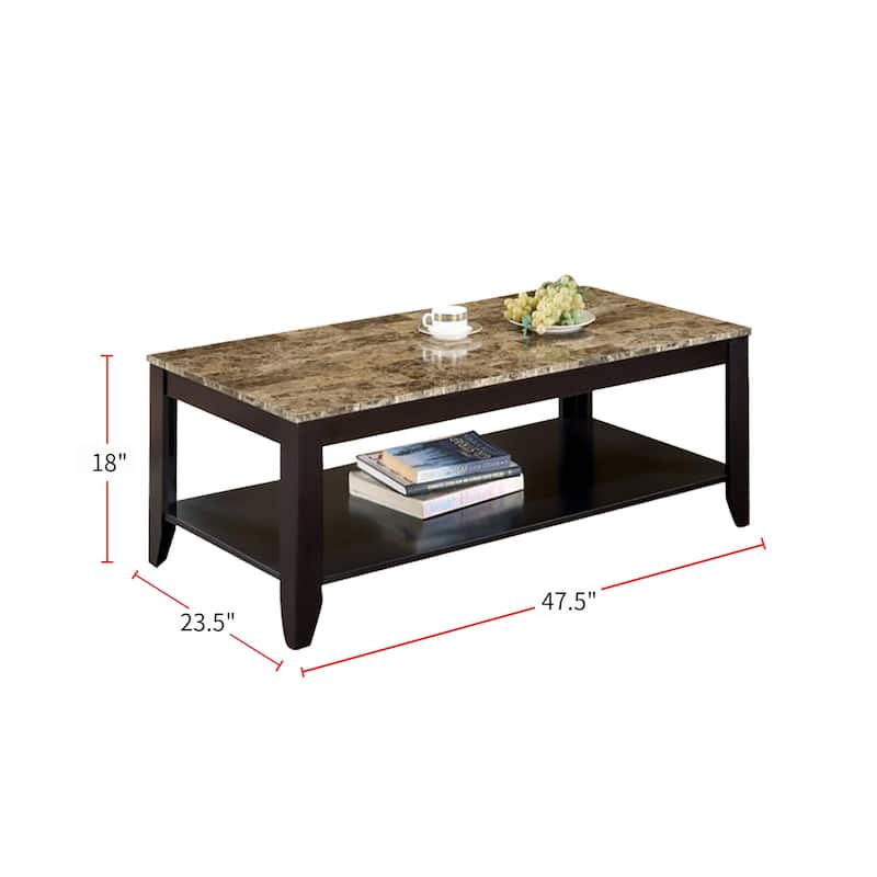 3 Piece Table Set With Marble Top, Walnut