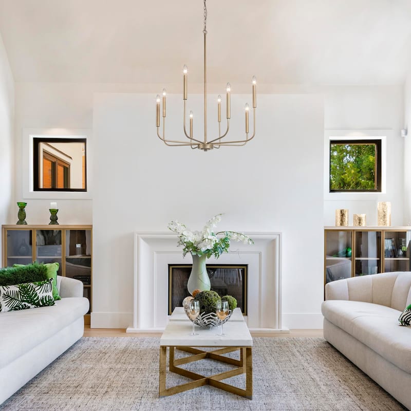 Modern Gold 8-Light Chandelier Classic Wheel Ceiling Lights for Dining Room