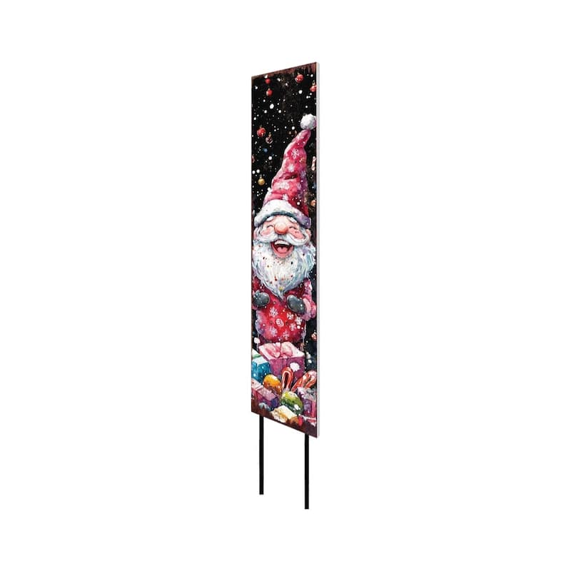 HomeRoots 42" Black White And Red Solid Wood Christmas Santa Garden Stake
