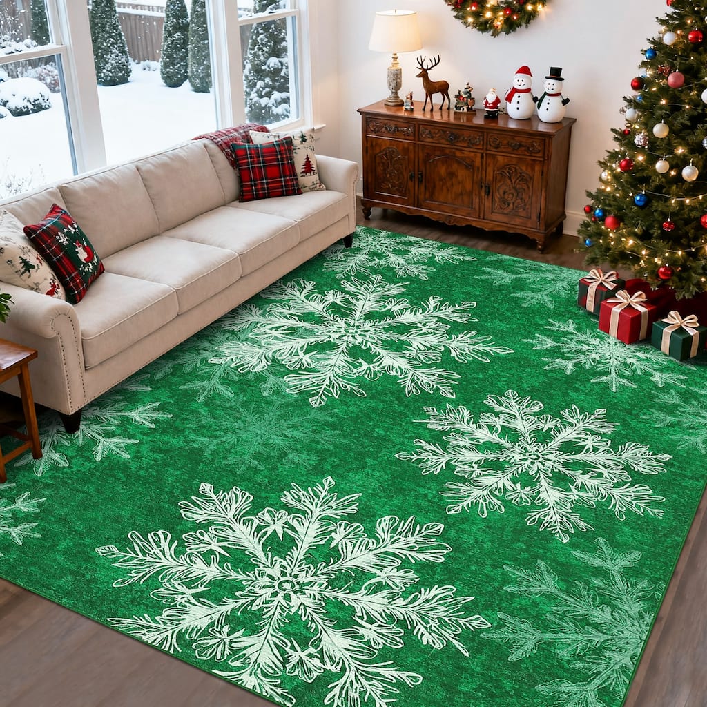 Garvee Christmas Snowflakes Indoor Soft Area Rug