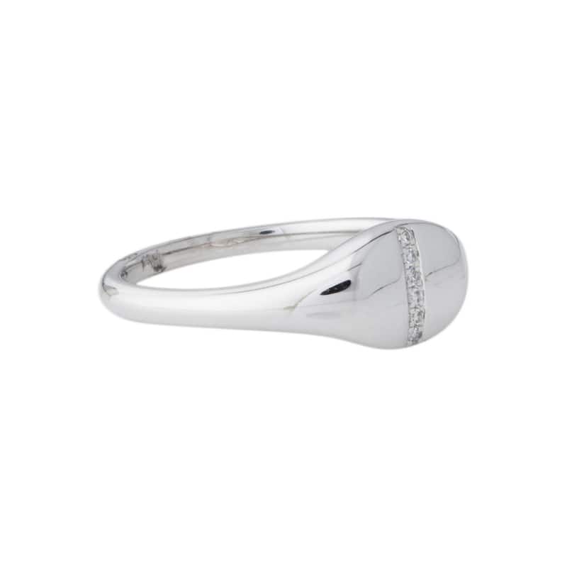 Joelle Collection Diamond Pave Signet Pinky Ring for Her 14k Gold TDW