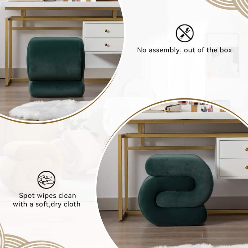 Modern S-shape Ottoman Makeup Stool Footstool for Living Room,Bedroom
