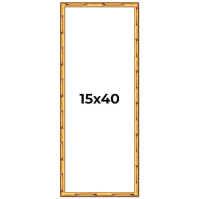 15x40 Frame Gold Bamboo Picture Frame Modern Photo Frame Includes UV Acrylic Shatter Guard Front Acid Free Foam Backing Board