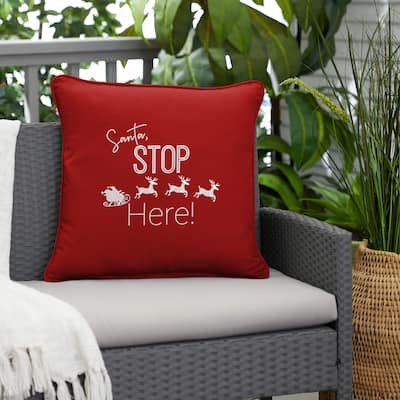 Santa Stop Here Sunbrella Canvas Jockey Red Indoor/ Outdoor Pillow