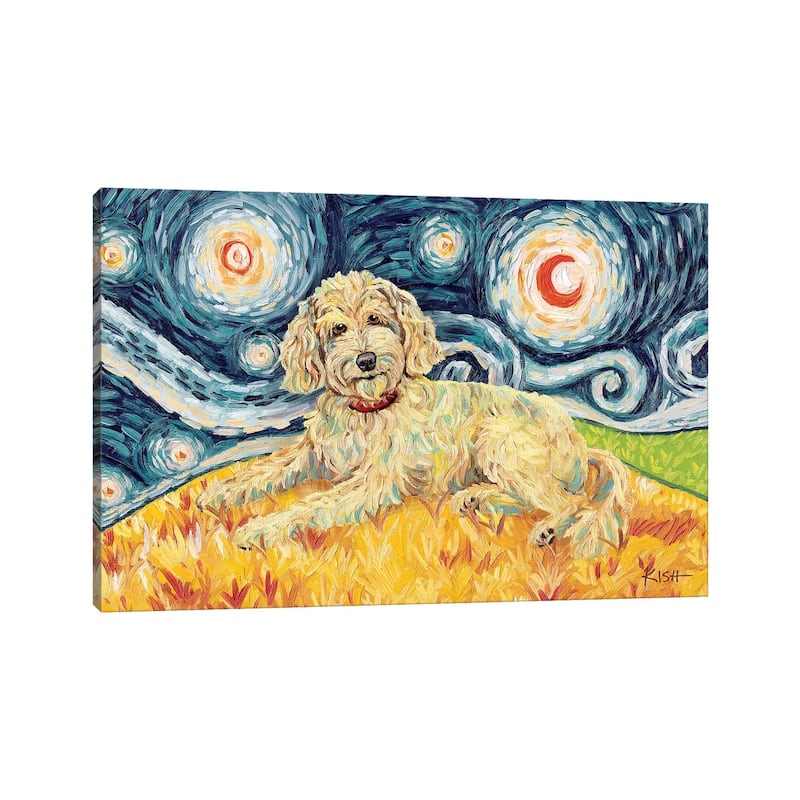iCanvas "Doodle On A Starry Night Golden" by Gretchen Kish Serrano Canvas Print