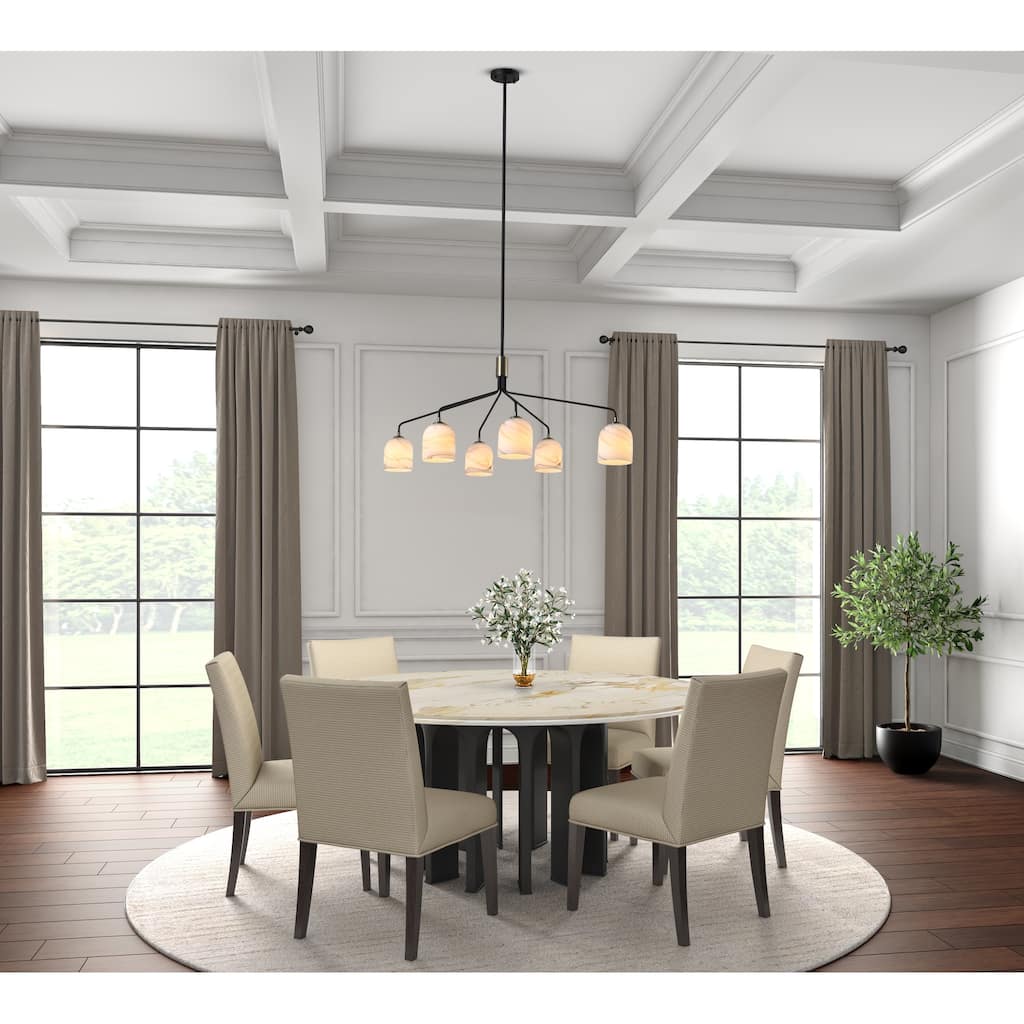 Artcraft Crema 6-Light Chandelier - Black with Brushed Brass Accent