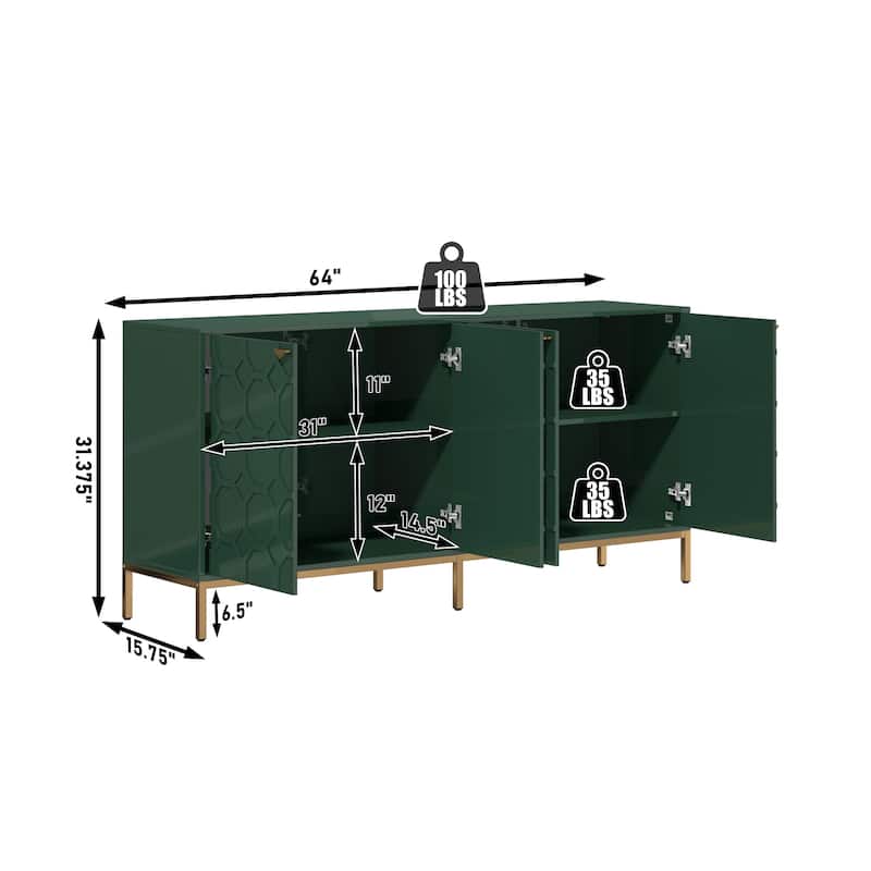 Clihome Storage High Gloss Entertainment Centers TV Stand, Sideboard