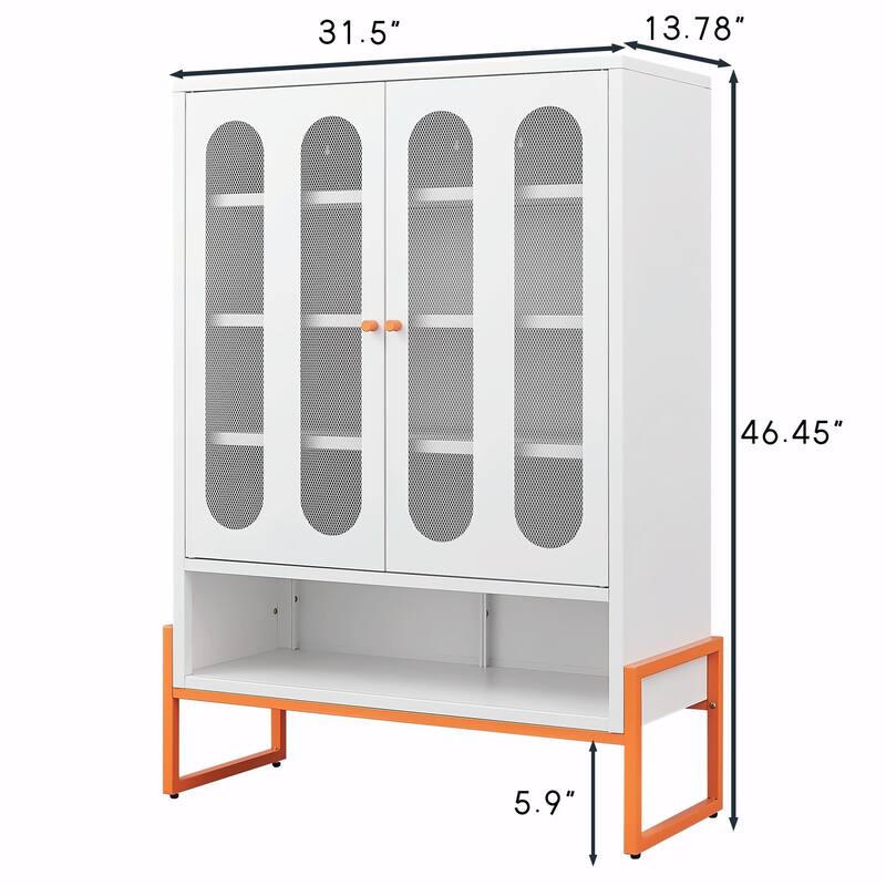 High Shoe Cabinet with Adjustable Partitions & Mesh Doors