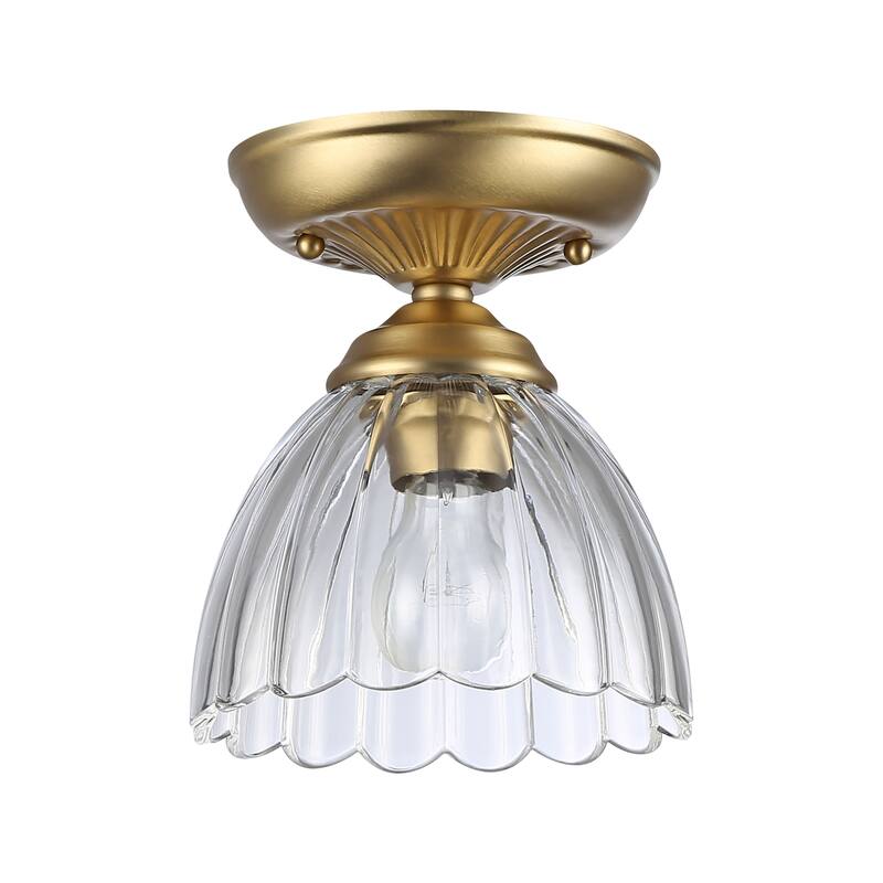 Golden Lighting Audra 1-light 7in Semi-Flush Mount in Brushed Champagne Brass - Brushed Champagne Bronze - 1-Light 7" Semi-flush