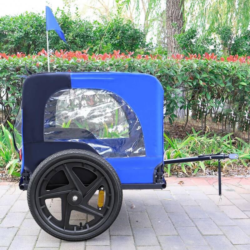 Foldable Dog Bike Trailer with Steel Frame, 16-Inch Wheels, and 88lb Capacity