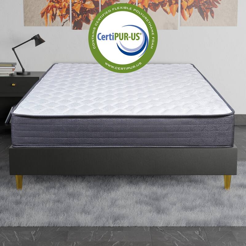 Onetan Mattress and Platform Bed Set, 10-Inch Memory Foam Medium Tight Top Hybrid Mattress and 14" Metal Platform Bed