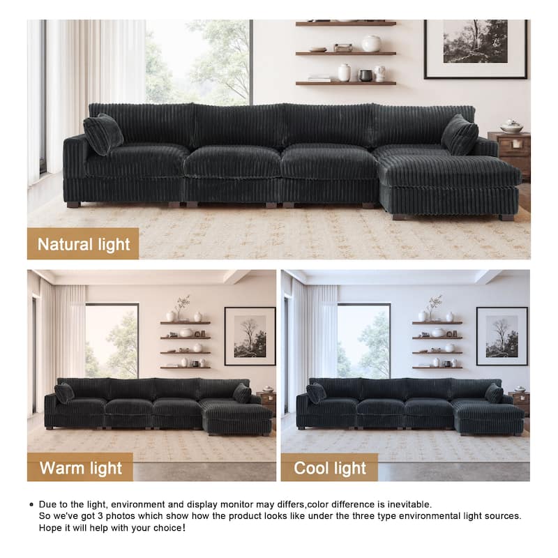 Oversized Plush Modular Sectional Sofa Couch with Ottoman