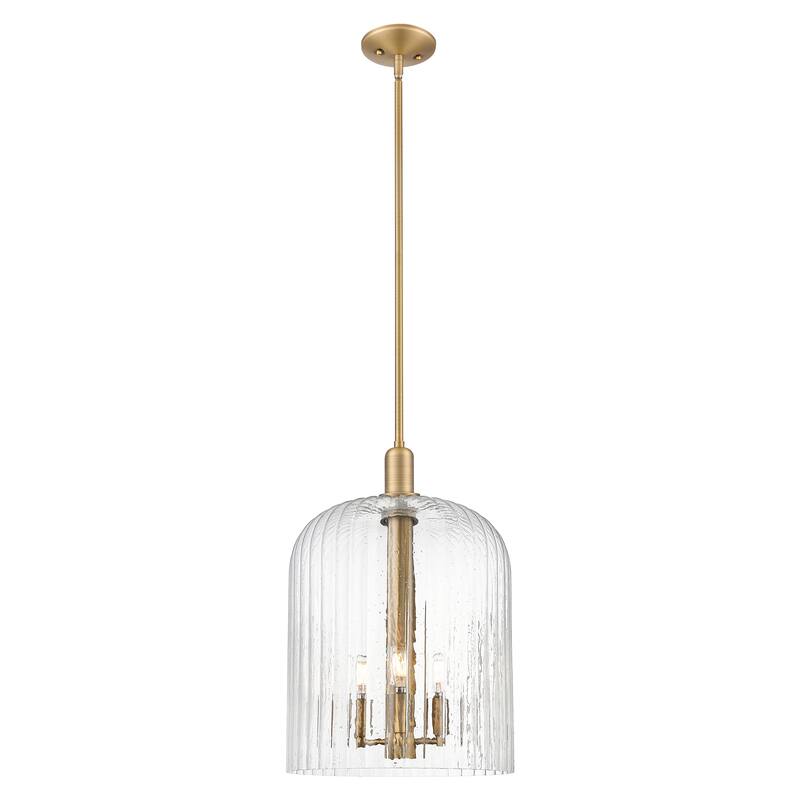 Innovations Lighting Downtown Urban - Bridal Veil - 3 Light 12" Stem Hung Mini Pendant - Brushed Brass/Seedy Shade