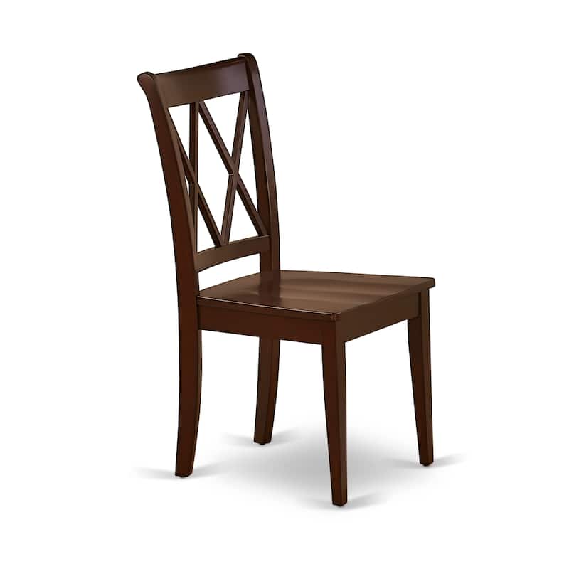 East West Furniture Clarksville Dining Chairs - Double Cross Back Solid Wood Seat Chairs, Set of 2, Mahogany - CLC-MAH-W