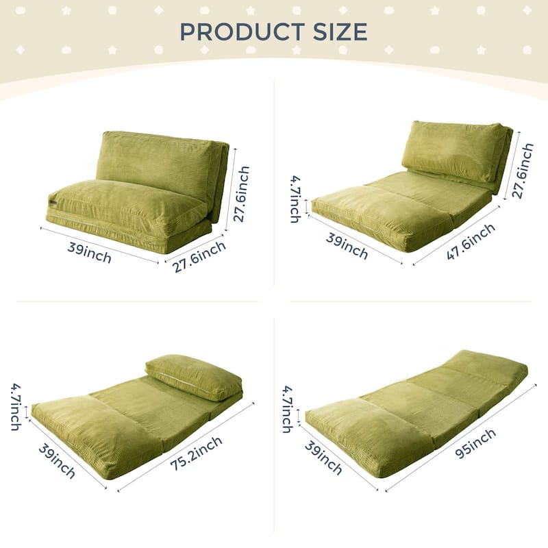 Corduroy Bean Bag Folding Sofa Bed