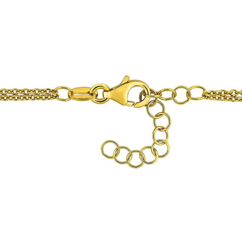 Miadora Double Row Diamond Cut Curb Chain Circle Charm Bracelet Yellow Silver