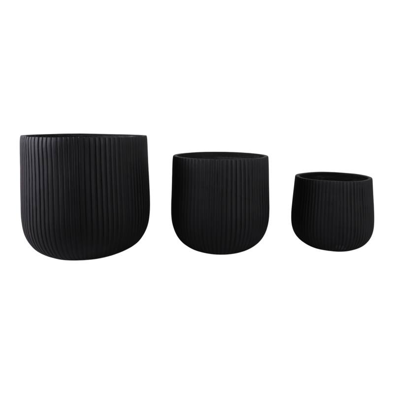 Polyresin Planter Carved Sculptural Design Minimalist Style (Set of 3)