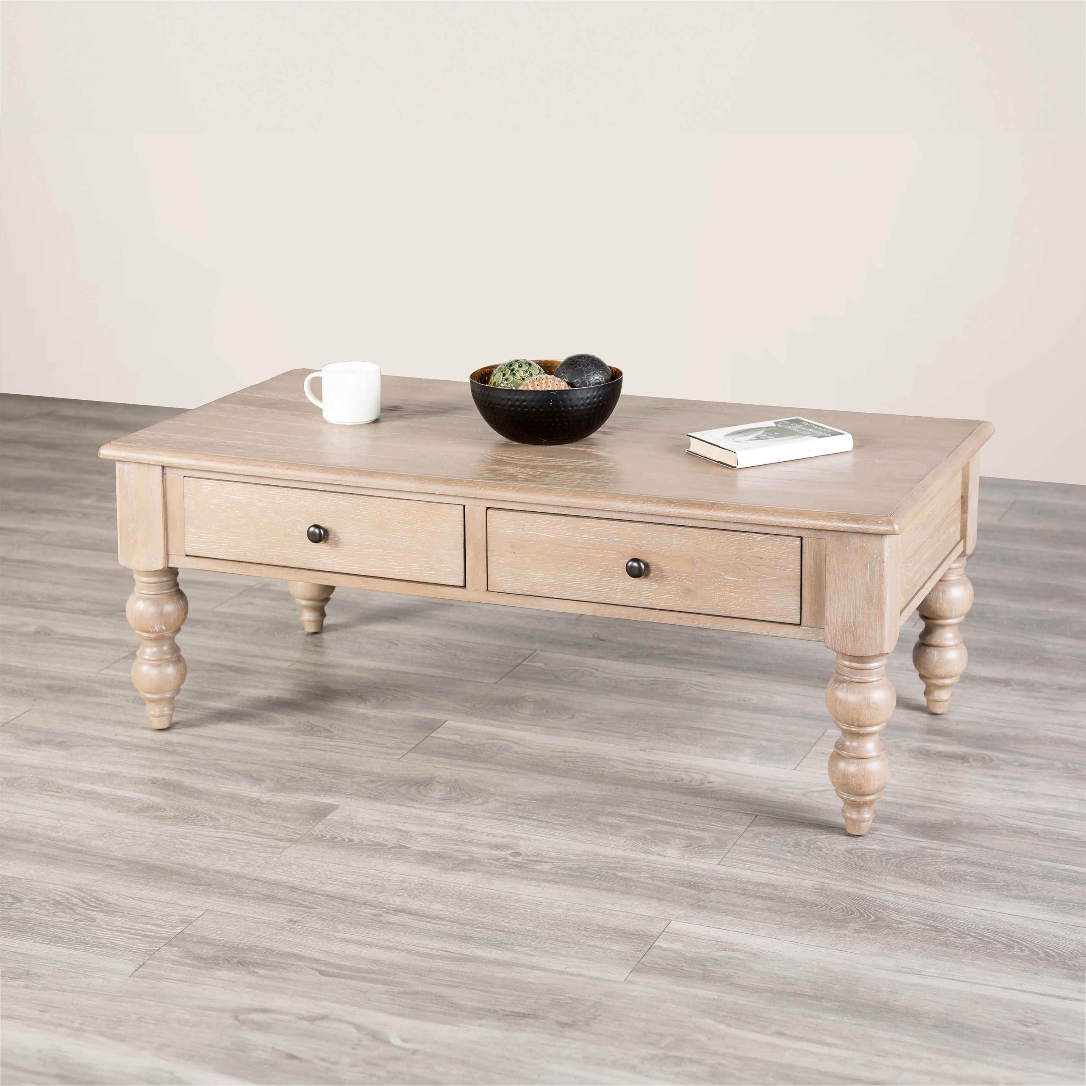 Furniture of America Trenden Modern Farmhouse Solid Wood 2-Drawer Coffee Table
