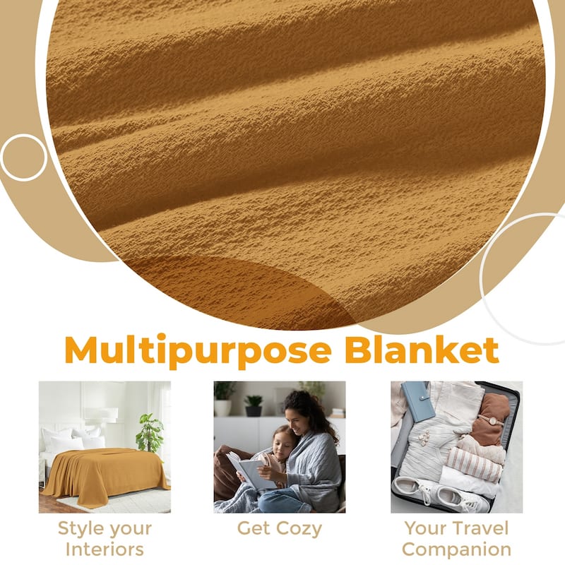 Superior Waffle Weave Honeycomb Knit Soft Cotton Blanket