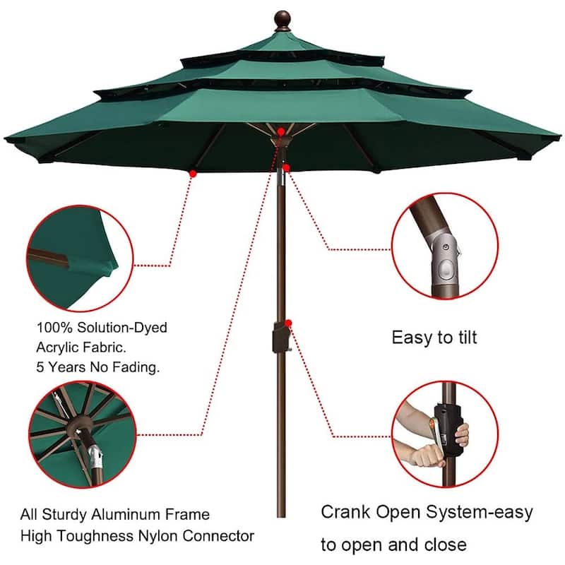 Tradesparker Multicolor Sunbrella 9ft/10x6.5ft Patio Market Outdoor Table Umbrella