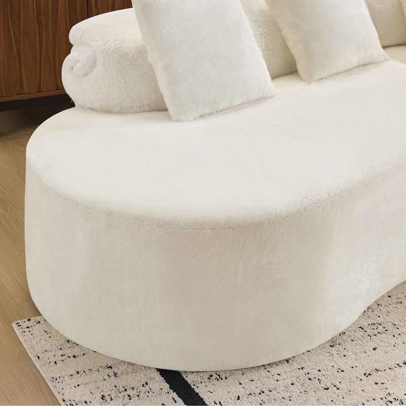Modern And Simple Curved Flannelette Sofa.Creative Multi-Seater,With A Combination Of Pillows