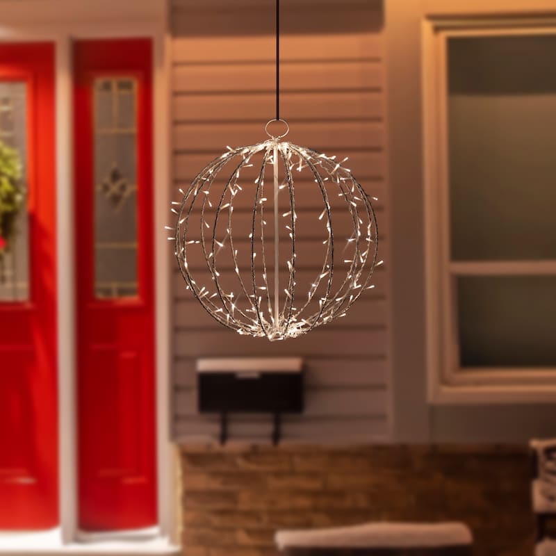 30" led lighted 3d christmas hanging ball decoration warm white lights