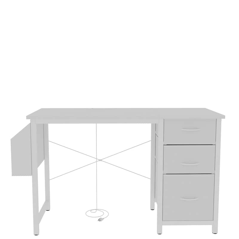 Computer Desk with 3 Drawers & Power Outlet, Home Office Desk with Side Pocket, Multifunctional Study Desk Gaming Desk