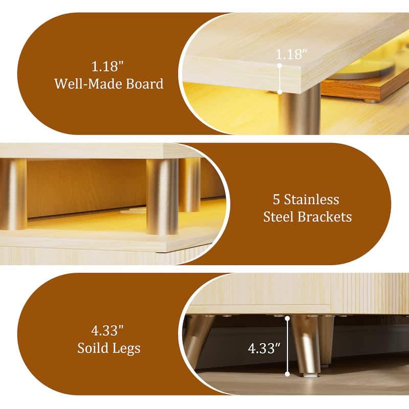 TV Stand for TVs up to 65" with LED Lights & Power Outlets