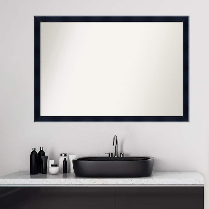 Non-Beveled Wood Bathroom Wall Mirror - Madison Black Frame