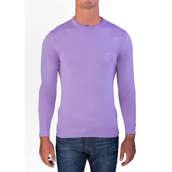 Shop Versace Men S Medusa Head Crew Neck Sweater Lavendar