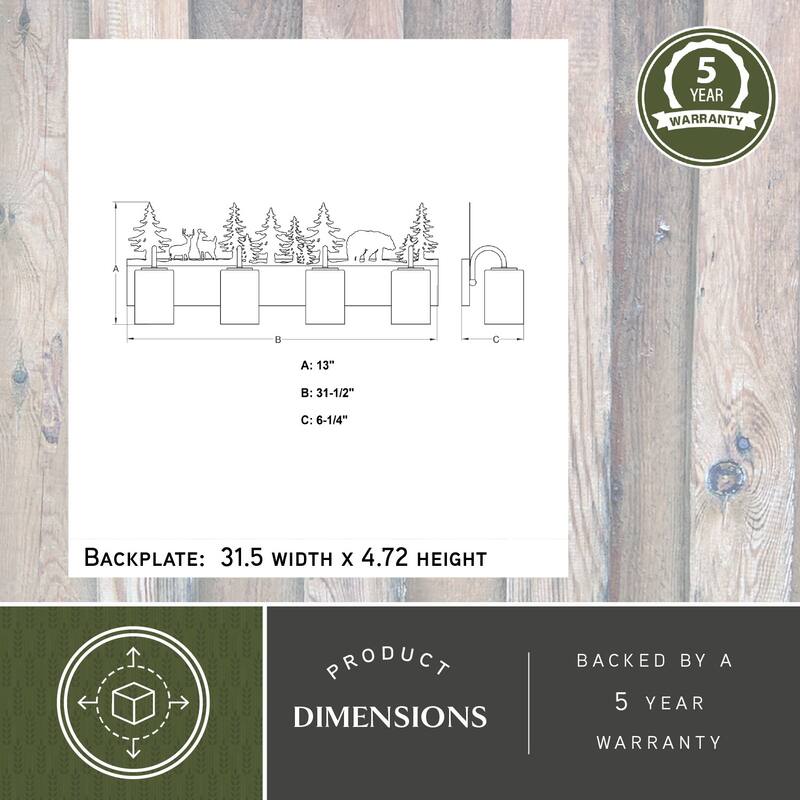 VAXCEL Acadia Bronze Rustic Wildlife Bathroom Vanity Lighting Wall Fixture with Nightlight, Frosted White Glass Shade