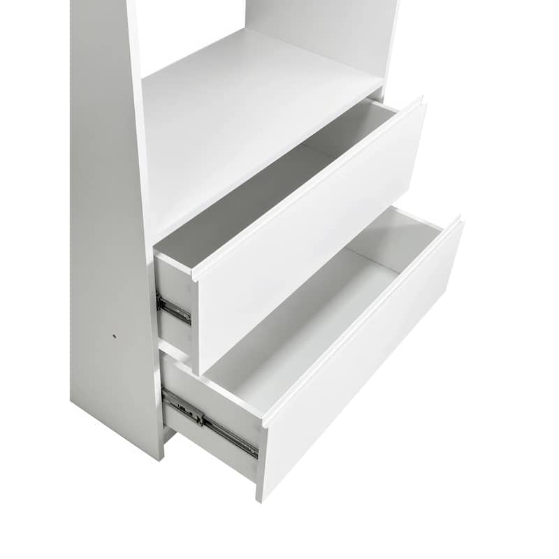 Prosper 32" White Wood Walk-in Closet with Two Rods - 31.4"W x 15.7"D x 83" H