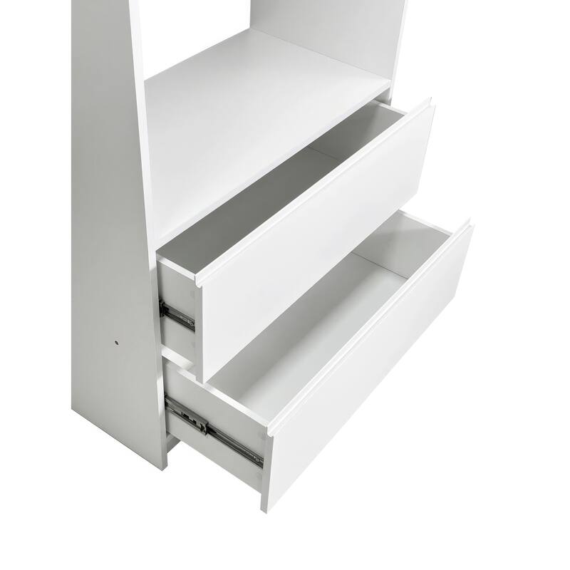 Prosper White Freestanding Walk in Wood Closet System - 94.2"W x 15.7"D x 83" H