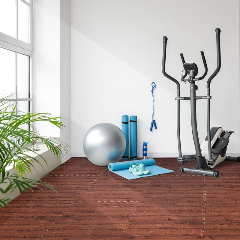 Sorbus 144 Sq. Ft. Wood Grain Floor Tiles Foam Mat EVA Interlocking Mats Tile 3/8-Inch Thick Flooring Wood Puzzle Exercise Mats