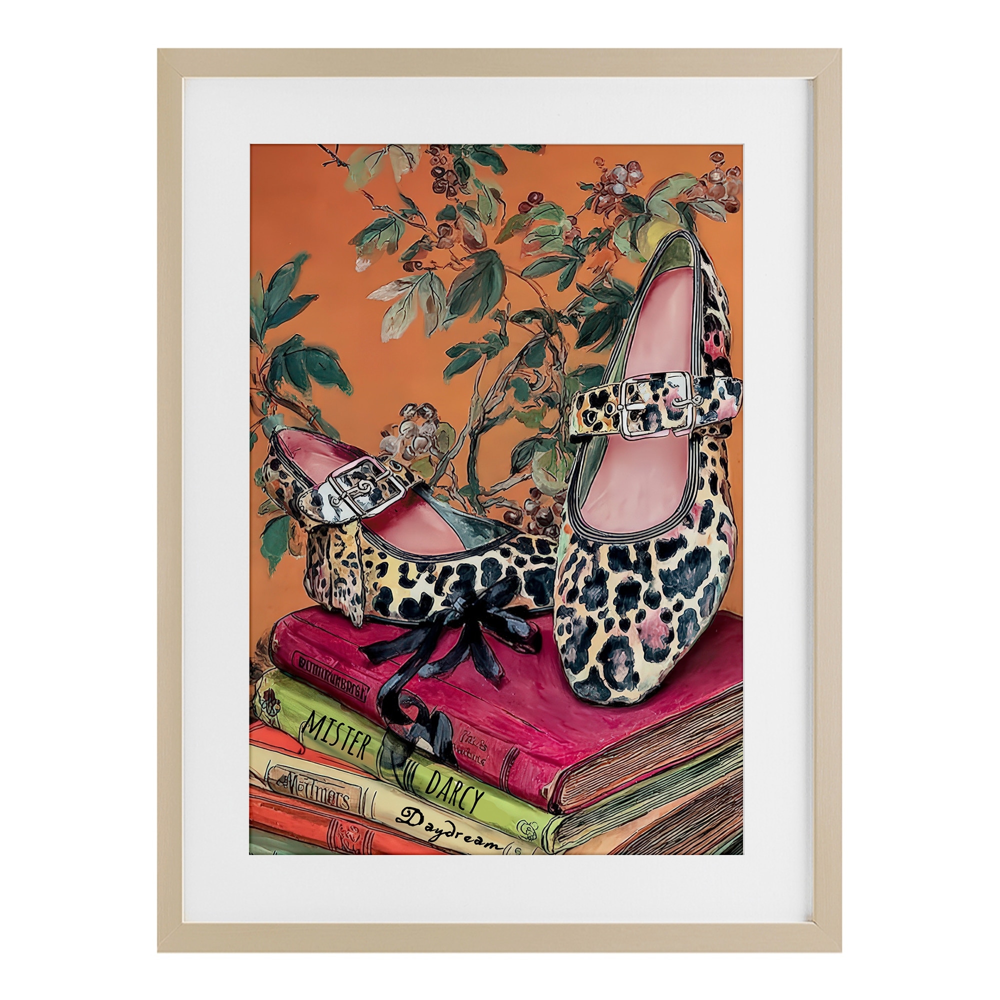 Stupell On My Feet Shoes & Books Under Glass Framed Design By Annabelle Hall