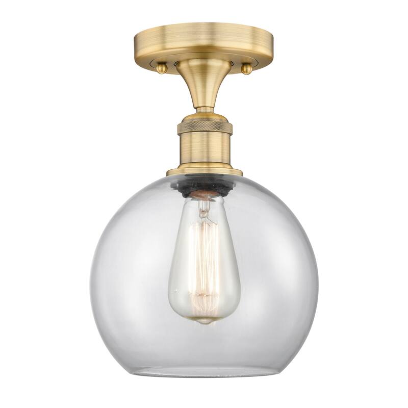 Innovations Lighting Edison Athens - 1 Light 8" Semi-Flush Mount - Clear/Brushed Brass