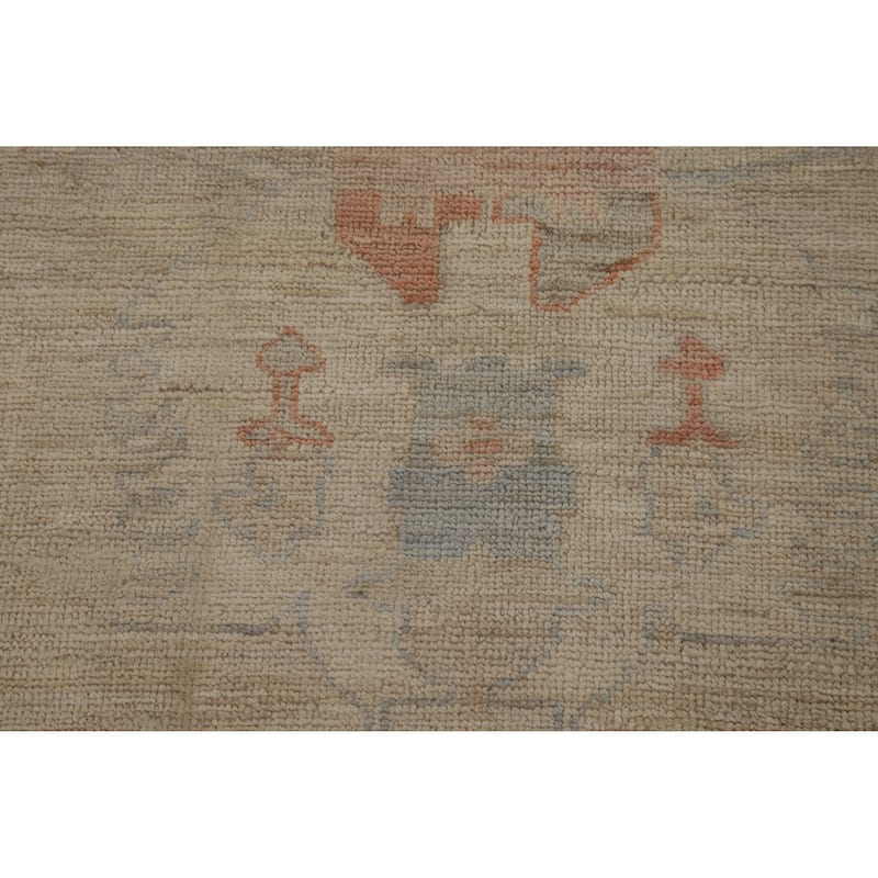 Hand Knotted Oriental 100% Wool Carpet Transitional All-Over Beige & Ivories Oushak Area Rug - 12' 0'' X 9' 2''