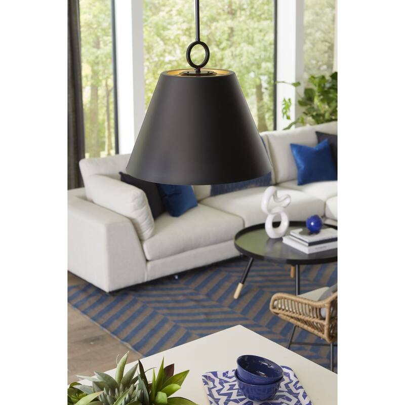Parkhurst Collection Three-Light New Traditional Matte Black Metal Glass Pendant Light - 17.87 in x 17.87 in x 15.25 in