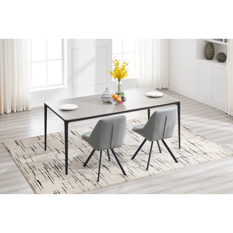 Dining Chair,Thickened fabric chairs with metal legs Set of 2
