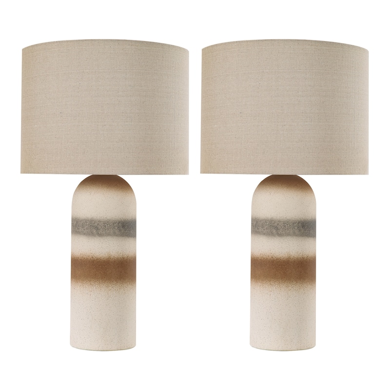 Ceramic Table Lamp with Drum Linen Shade