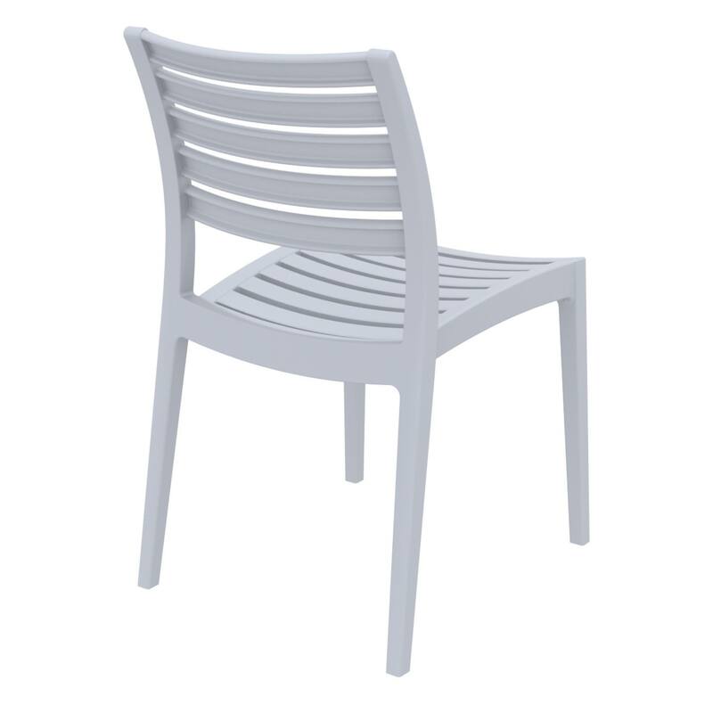33" Silver Stackable Outdoor Patio Dining Chair