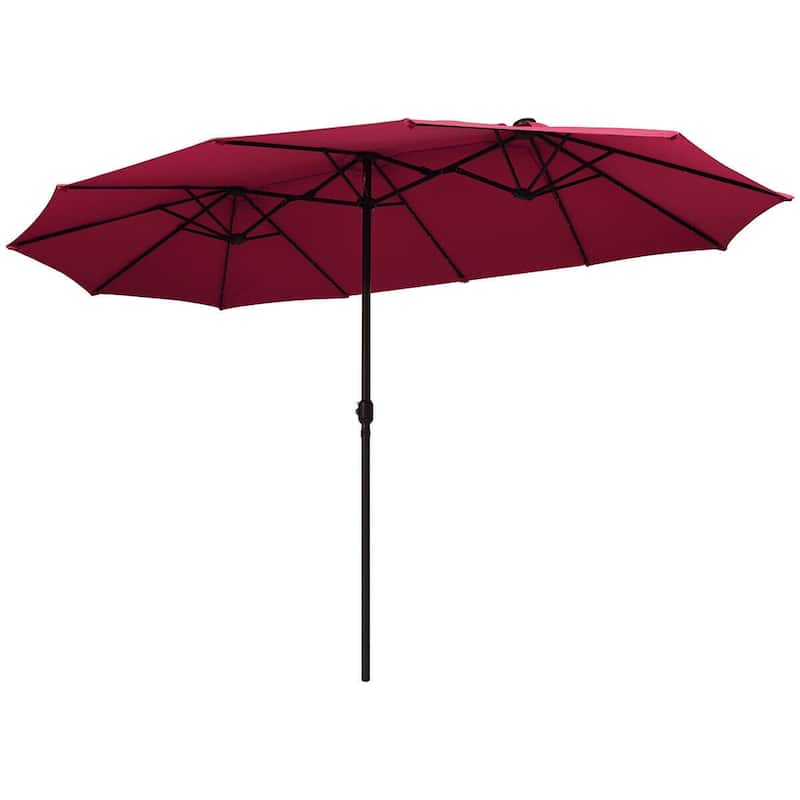 15 Ft Patio LED Crank Solar Powered 36 Lights Umbrella