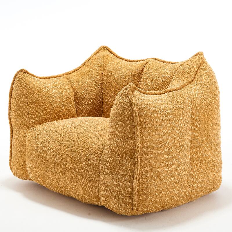 Chenille Square Bean Bag Chair, High Resilience Foam Lounge Chair, Cozy Aldult Lazy Sofa with Curved Armrests and Backrest